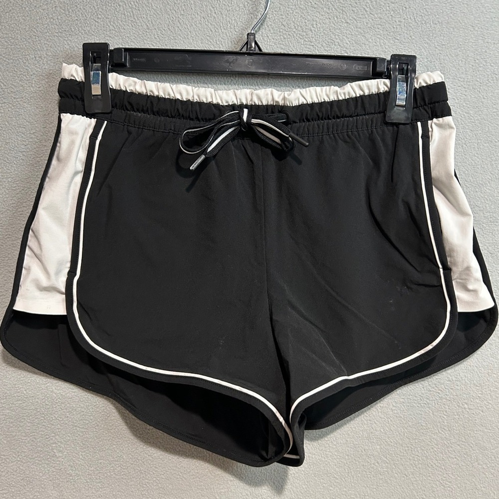 Athleta Shorts‎ Women 2 Black White Colorblocked Athletic Running Drawstring